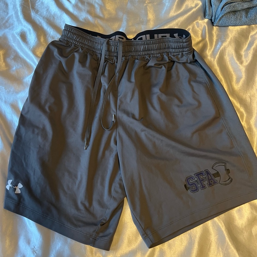 Gray under armor shorts size large